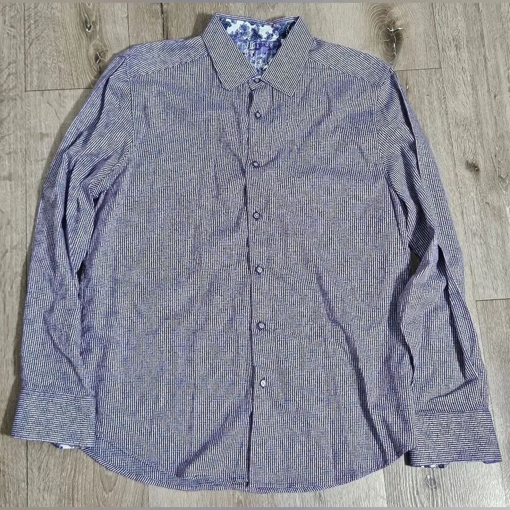 Robert Graham Shirt Mens XL Purple Button Up Checks Classic Fit Paisley